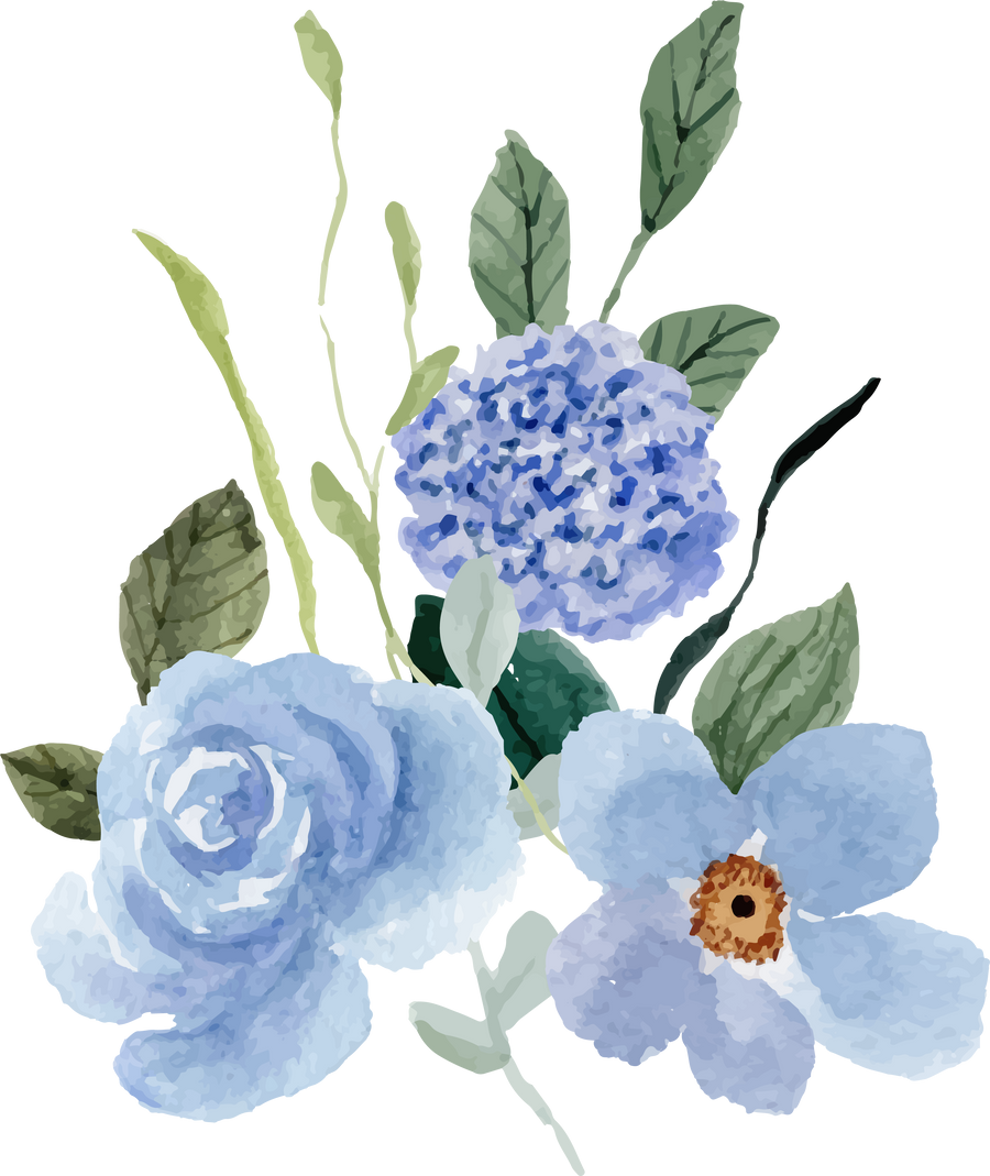 blue floral watercolor